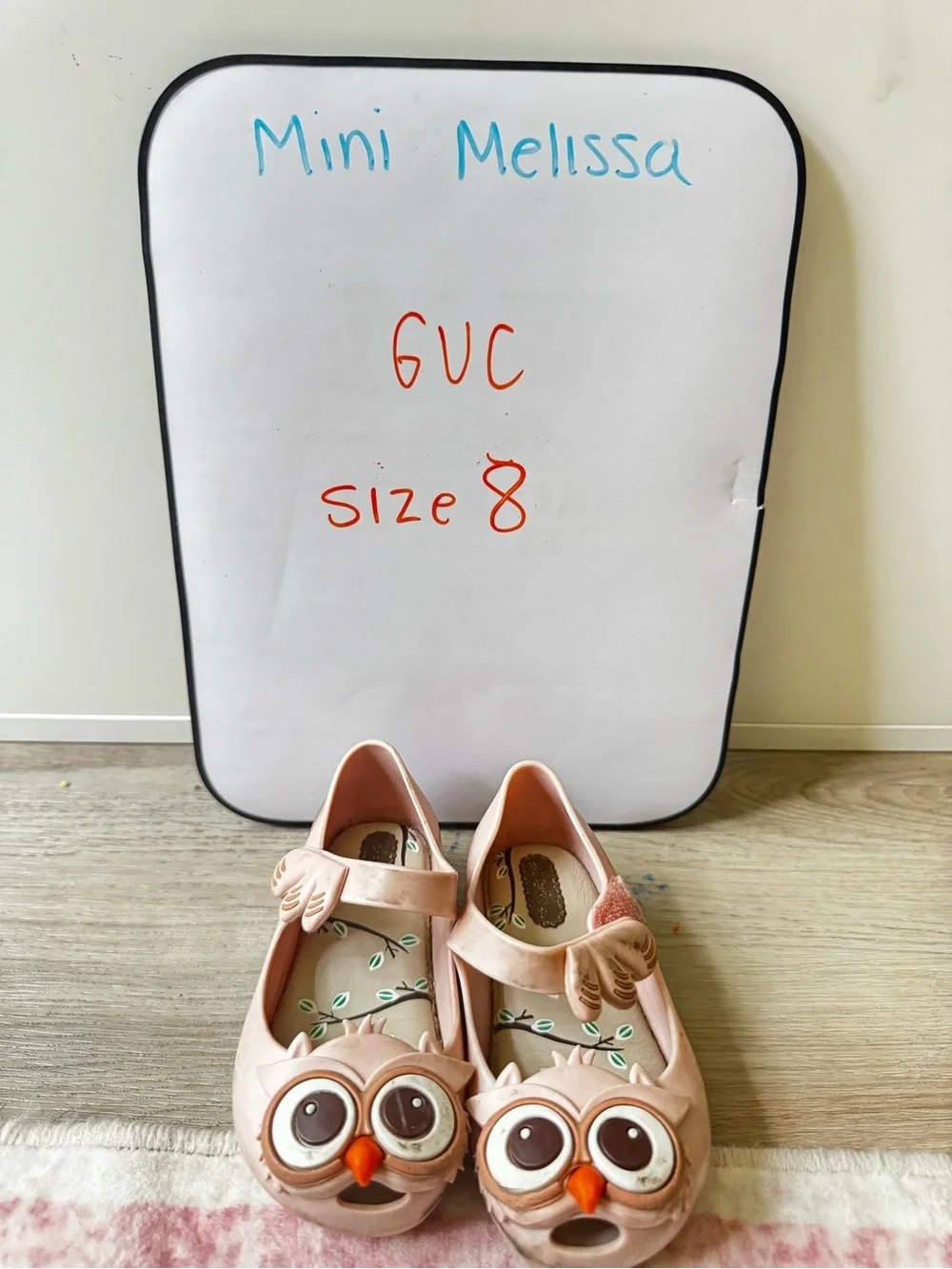 Mini Melissa Pink Owl Jelly Mary Jane Shoes